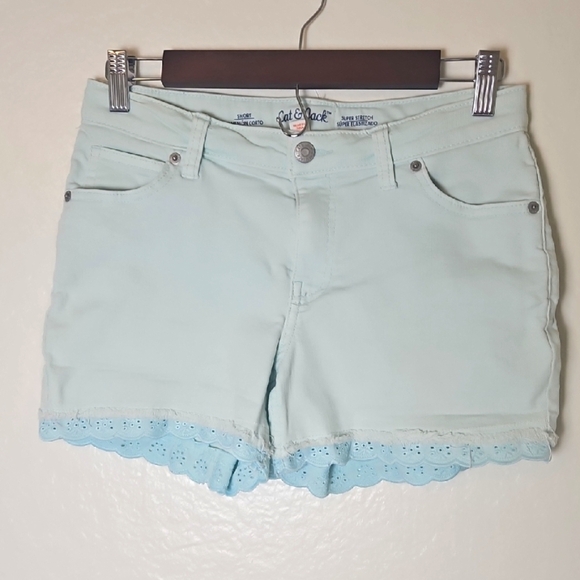 Cat & Jack Pants - Cat & Jack Light Blue Jean Shorts with Lace Trim